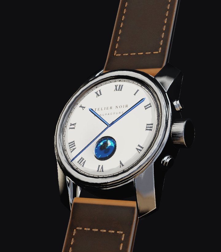 La montre Aube : cadran ivoire, boîtier acier, bracelet alligator havane