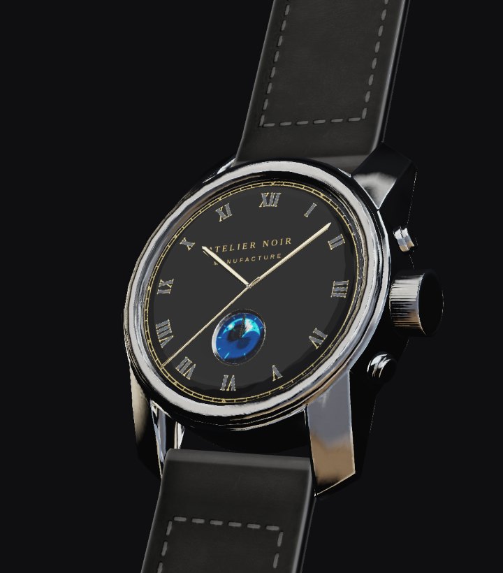 La montre Minuit : cadran noir, boîtier acier, bracelet alligator noir