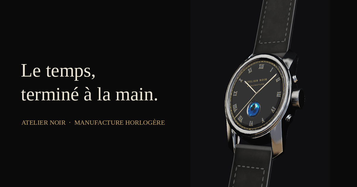 Aperçu du site Atelier Noir : Démo d'un site d’horlogerie de luxe. La montre en 3D se démonte au défilement, chaque pièce est expliquée et o – réalisé par Noltron