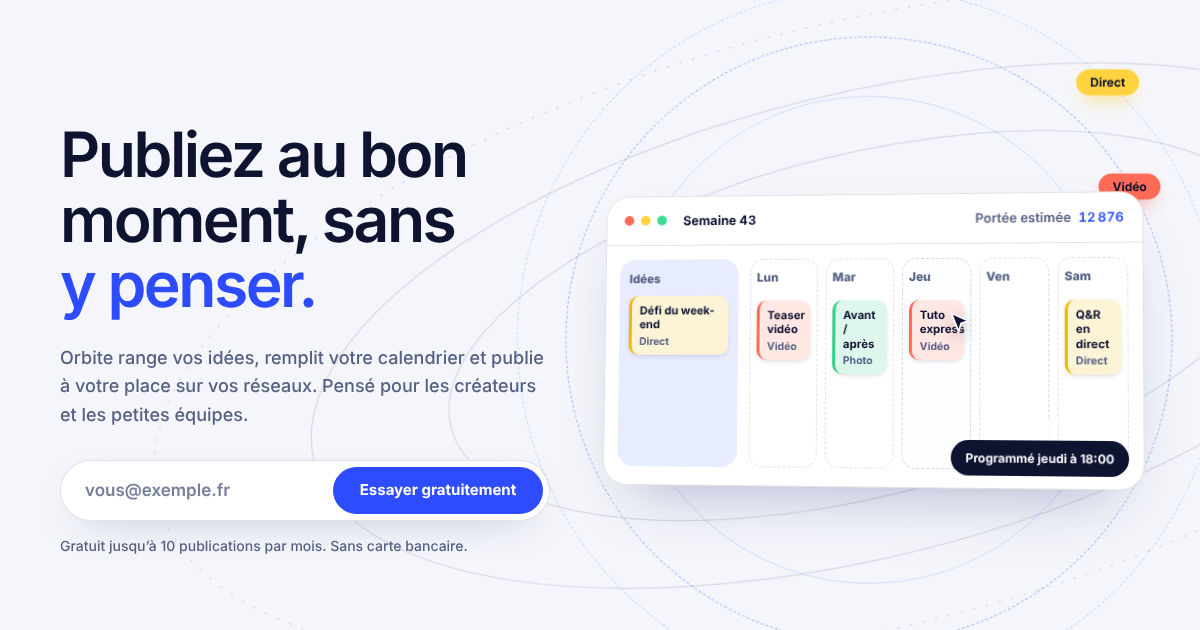 Aperçu du site Orbite : Démo d'un site produit d’un logiciel de planification de publications, avec une démo interactive du calendrier – réalisé par Noltron